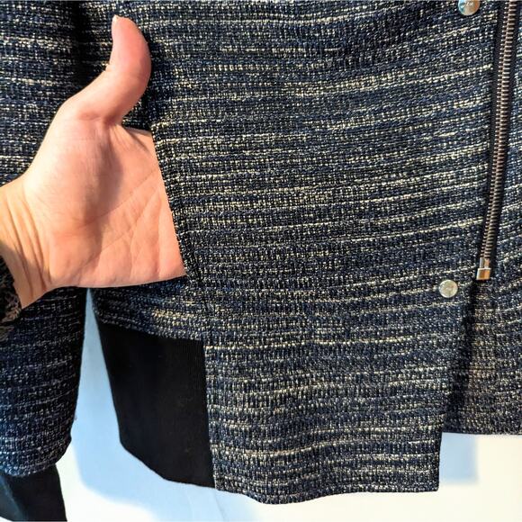 Karen Millen Navy Tweed Zip Up Jacket Size US 6 - Picture 4 of 10